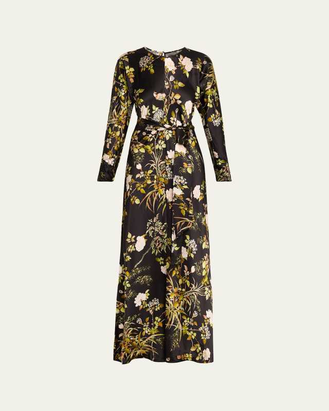 Montgomery Floral Silk Tie-Waist Maxi Dress